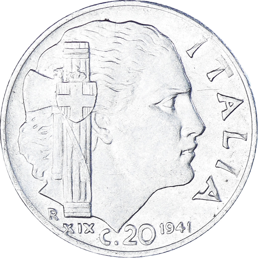 Coin, Italy, 20 Centesimi, 1941, Rome, EF(40-45), Acmonital (ferritique), KM:75b