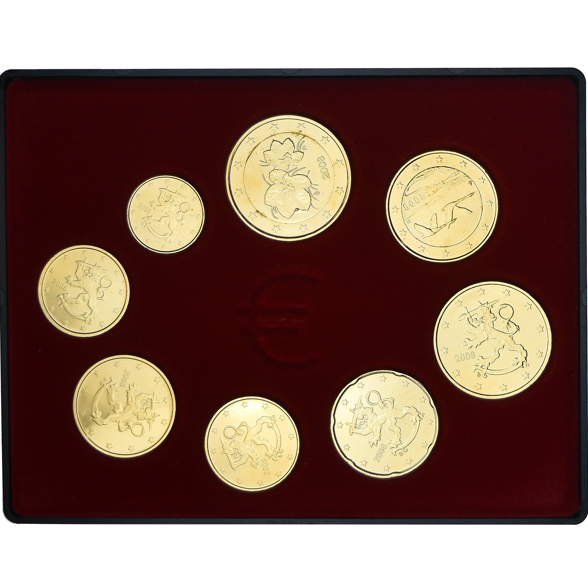 Finlandia, Set, 2008, Série de 8 pièces Euro., MS(65-70), ND