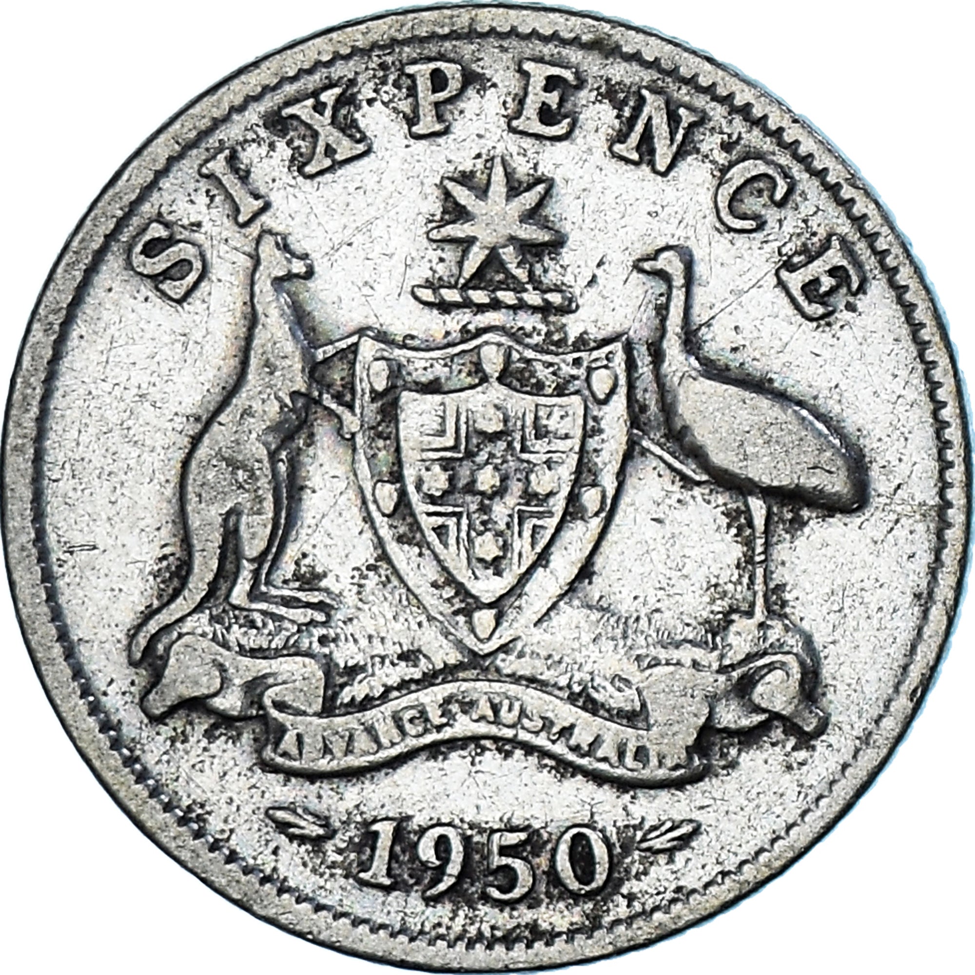 Coin, Australia, George VI, Sixpence, 1950, EF(40-45), Silver, KM:45