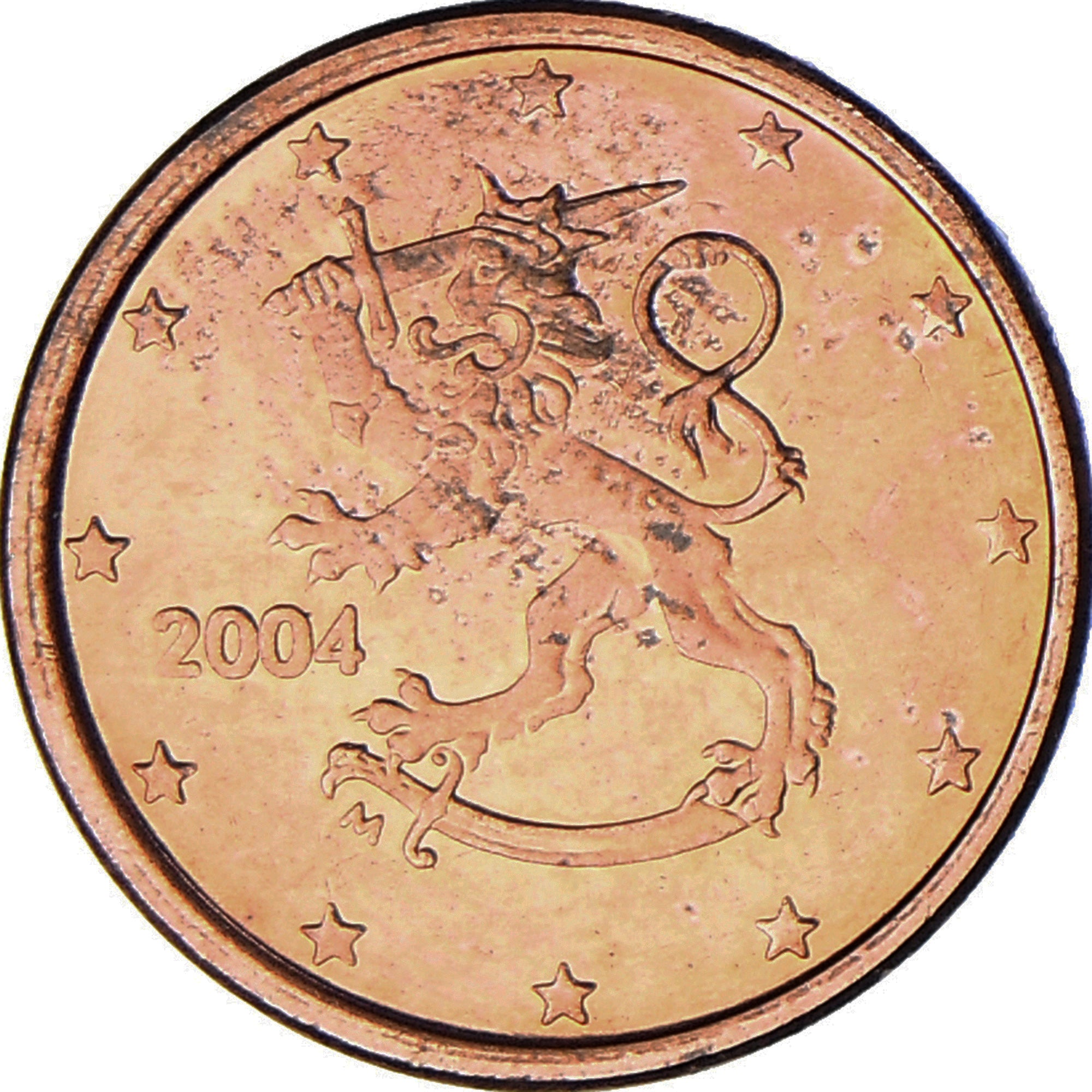 Finlandia, Euro Cent, 2004, MS(63), Miedź platerowana stalą