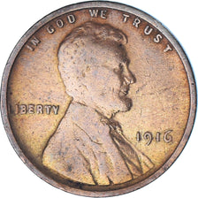 Moneta, USA, Cent, 1916, San Francisco, VF(20-25), Brązowy, KM:132