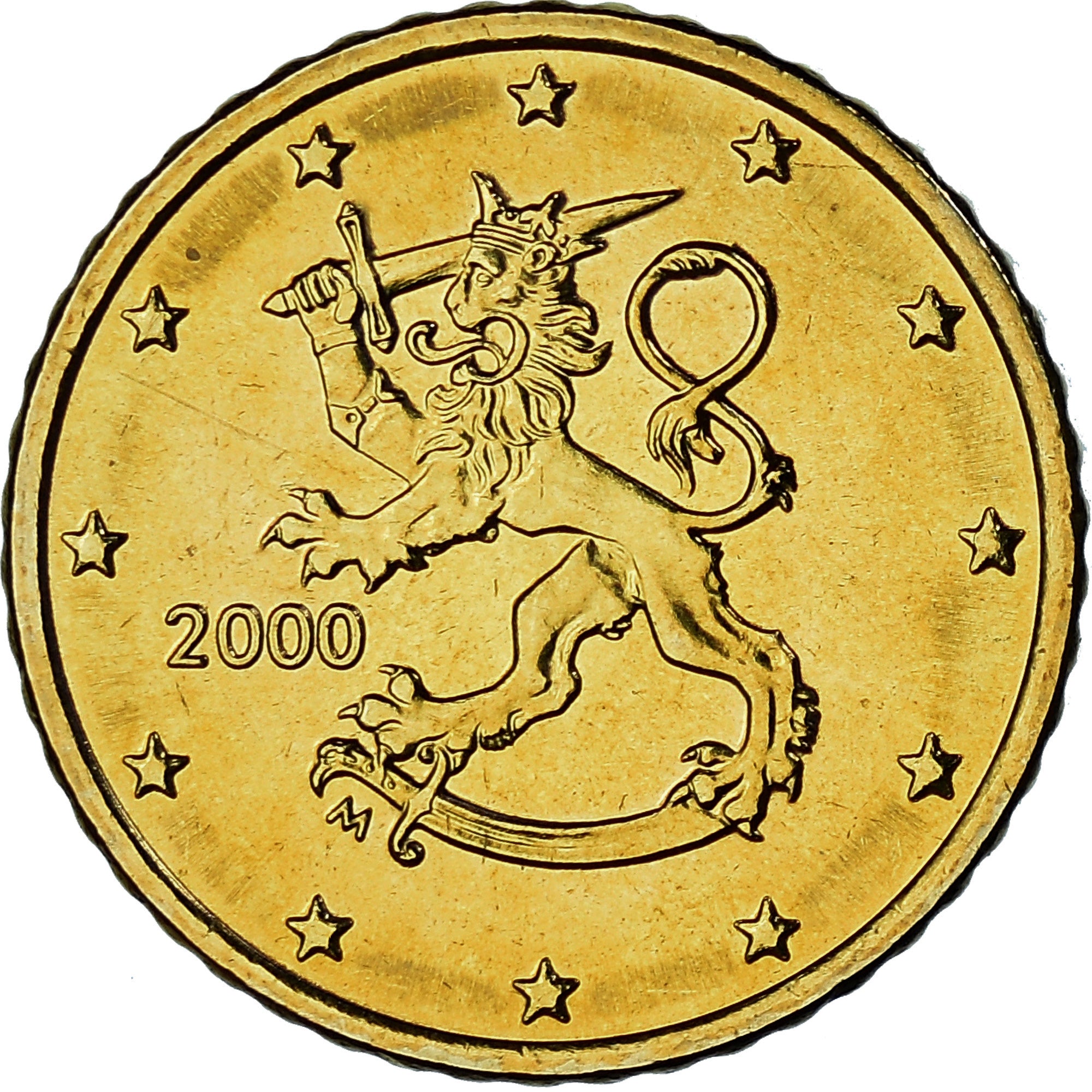 Finlandia, 50 Euro Cent, 2000, Vantaa, SC, Latón, KM:103