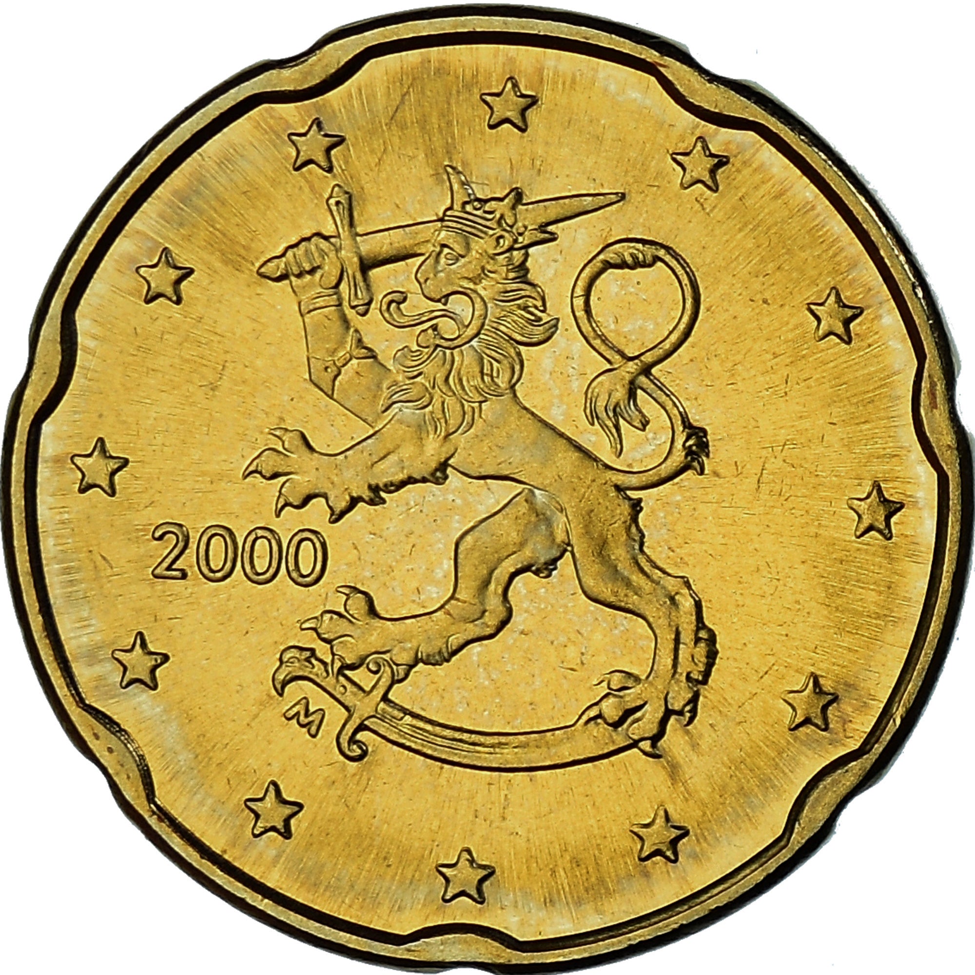 Finland, 20 Euro Cent, 2000, Vantaa, MS(63), Brass, KM:102