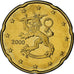 Finland, 20 Euro Cent, 2000, Vantaa, MS(63), Brass, KM:102