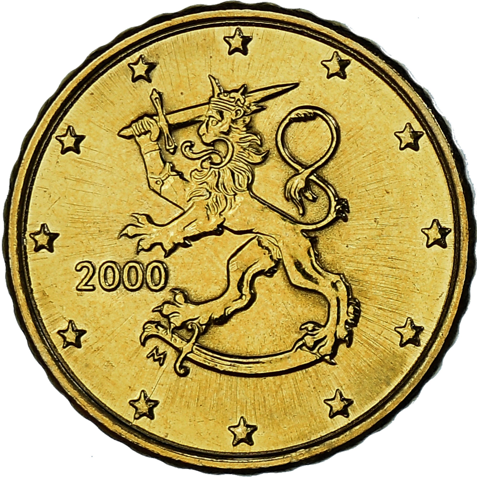 Finnland, 10 Euro Cent, 2000, Vantaa, UNZ, Messing, KM:101