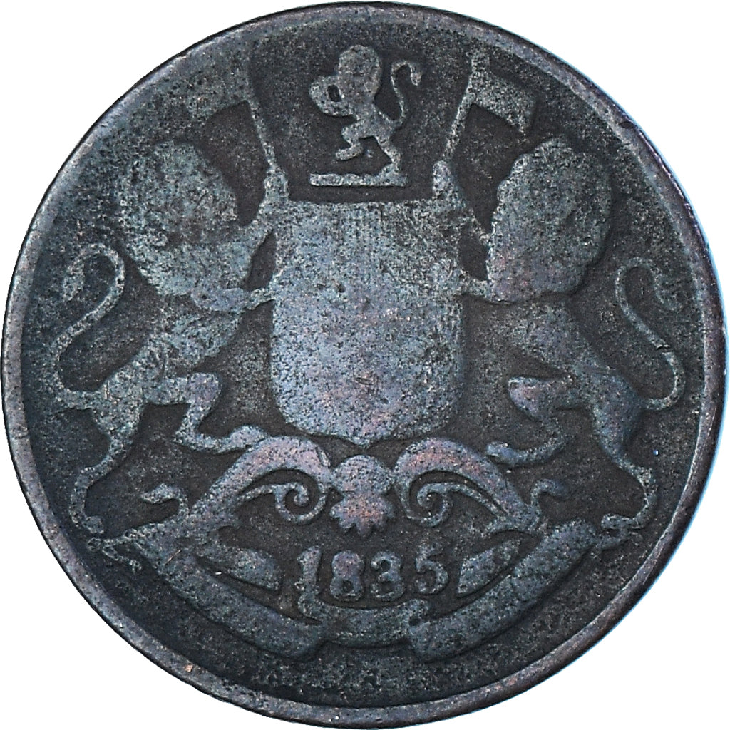 Münze, INDIA-BRITISH, 1/4 Anna, 1835, SGE, Kupfer, KM:446.2