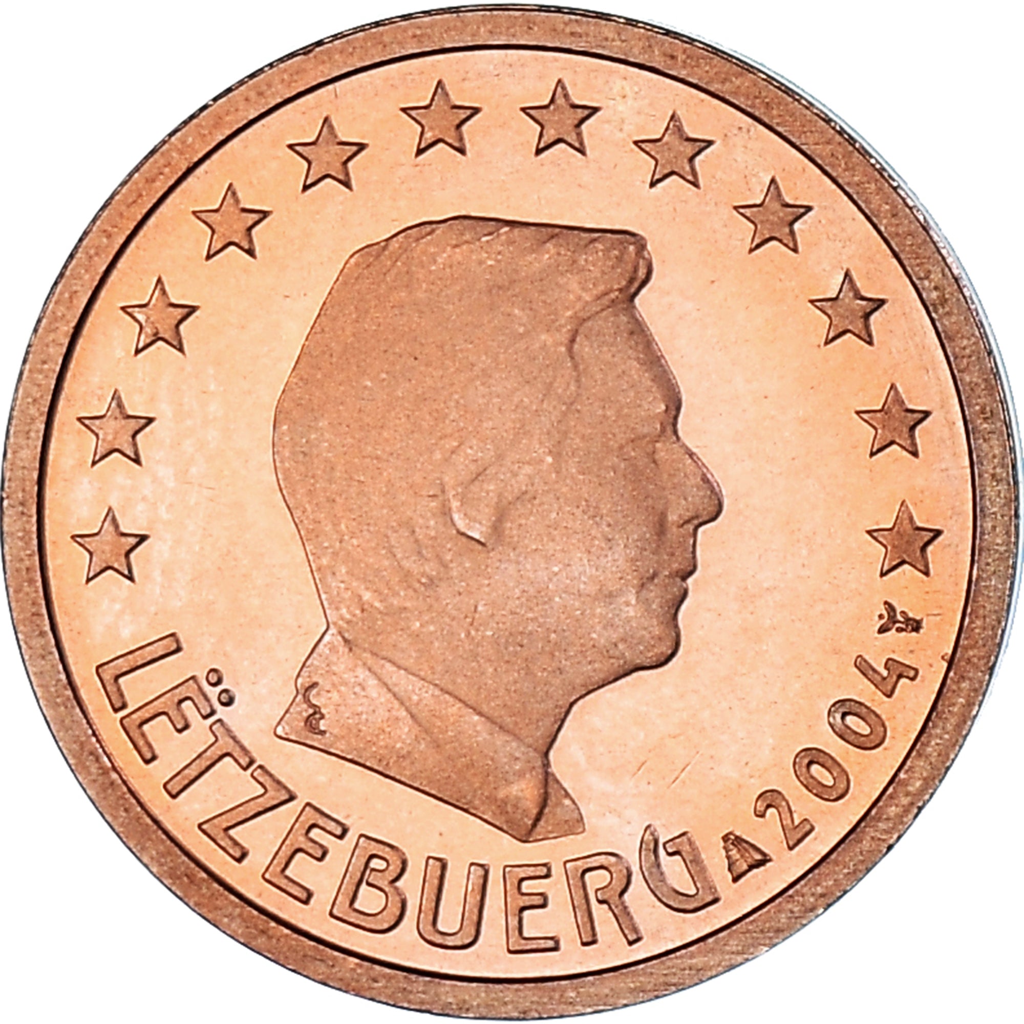 Luxemburg, 2 Euro Cent, 2004, STGL, Copper Plated Steel, KM:76