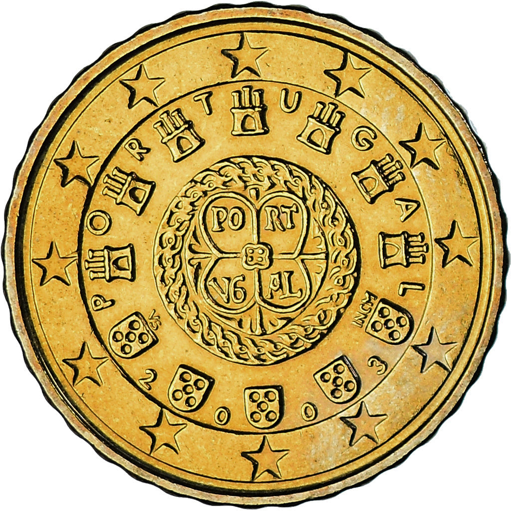 Portugal, 10 Euro Cent, 2003, Lisbon, MS(63), Brass, KM:743