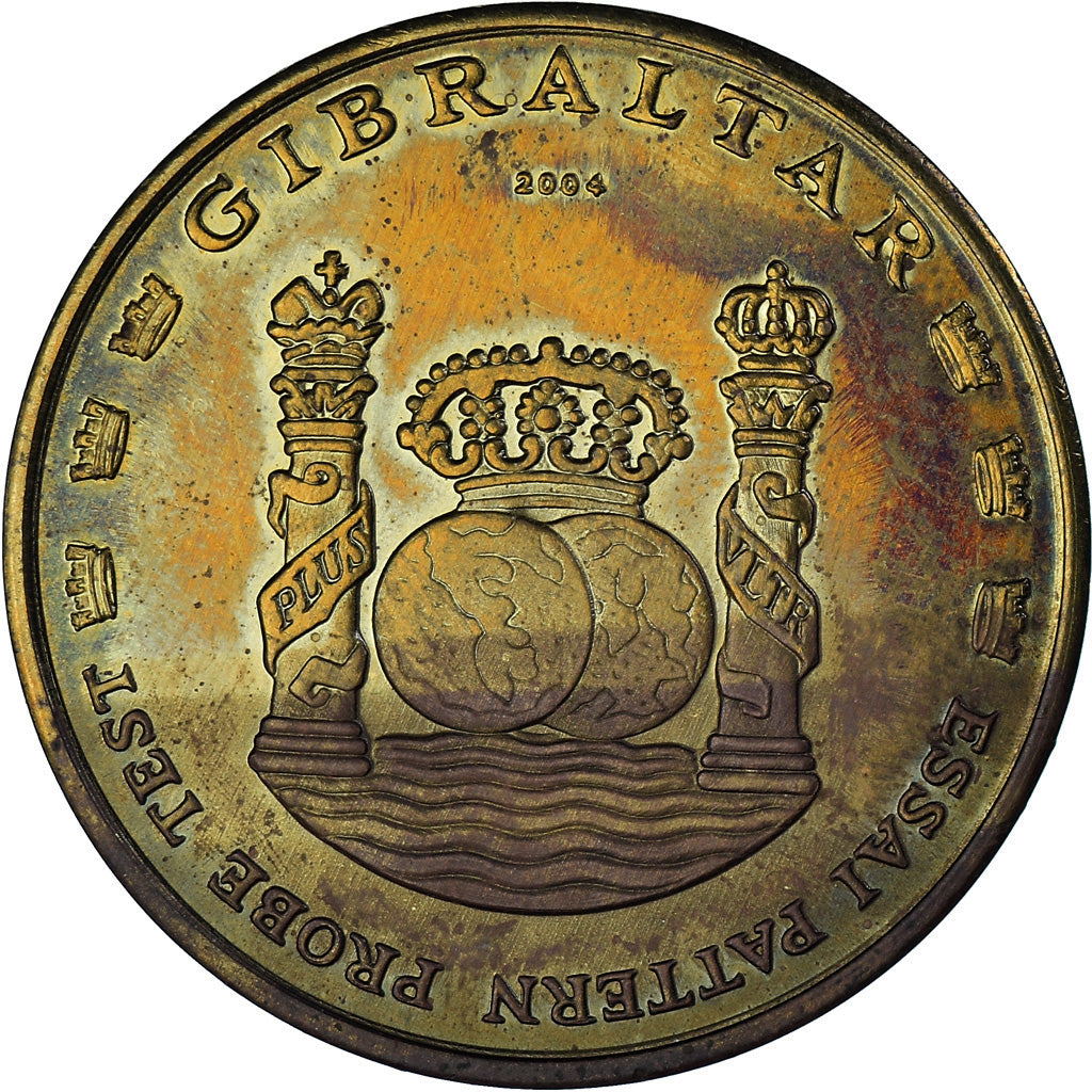 Gibraltar, 5 Euro, 2004, ESSAI PATTERN PROBE TEST., EF(40-45), Nordic gold