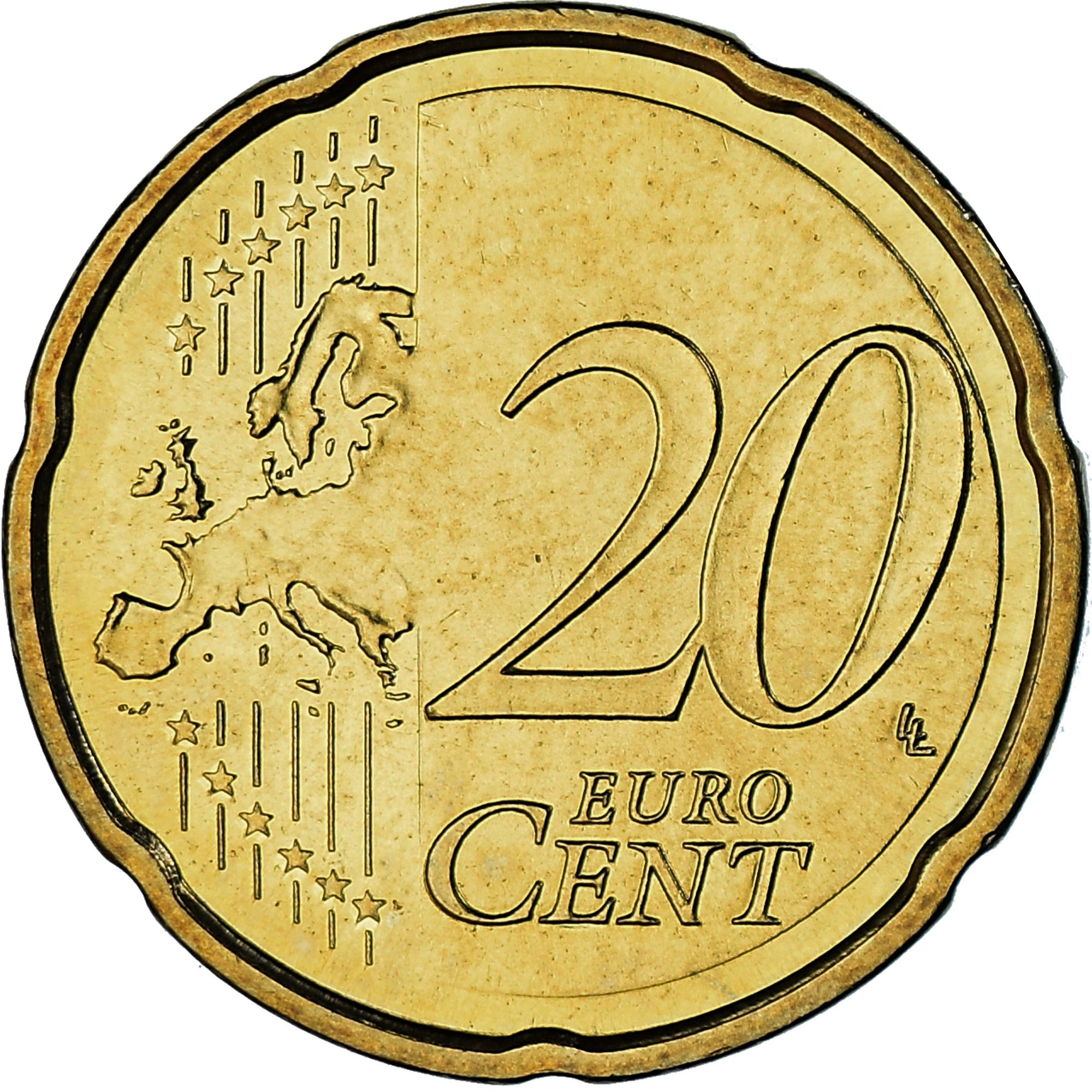 España, 20 Euro Cent, 2008, Madrid, SC, Latón, KM:1071