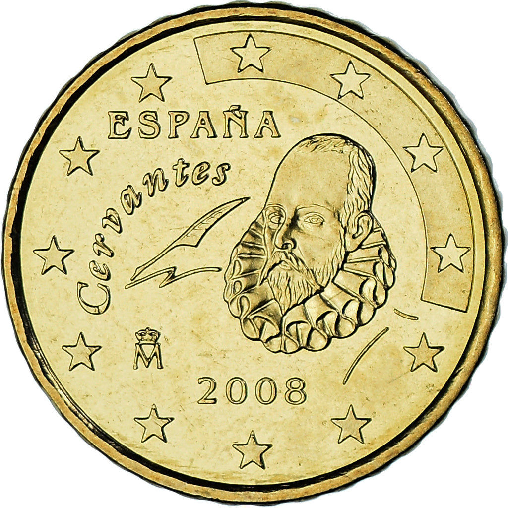 Espagne, 10 Euro Cent, 2008, Madrid, SPL, Laiton, KM:1070