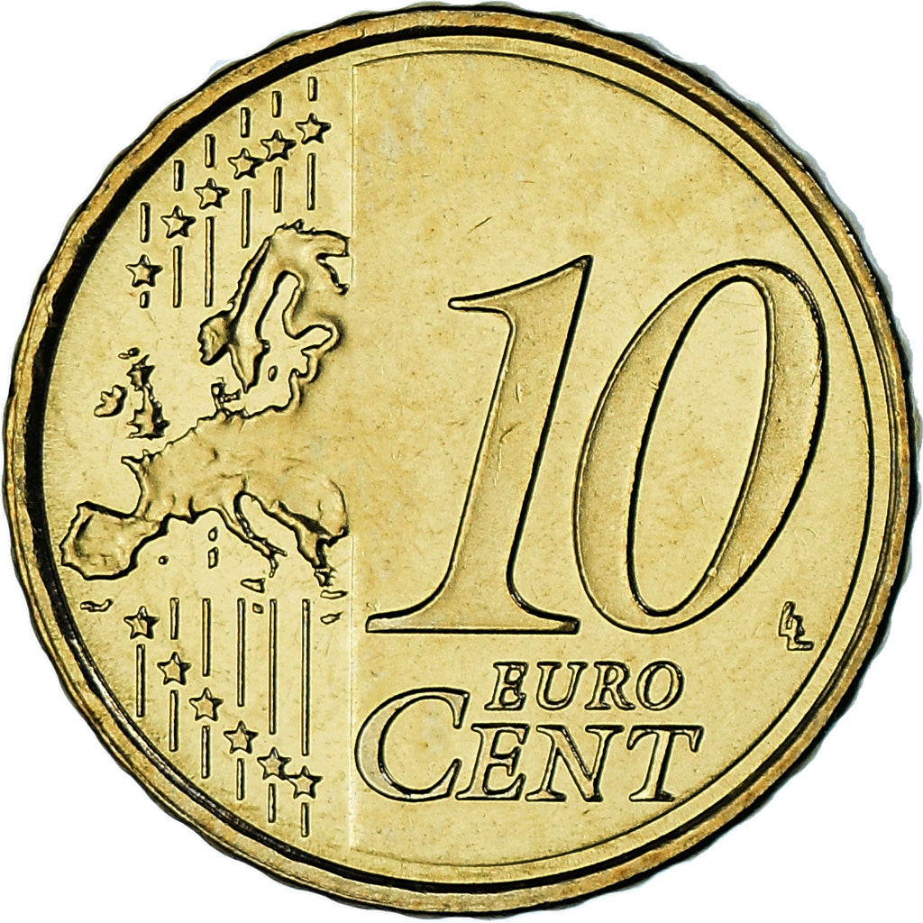 Espagne, 10 Euro Cent, 2008, Madrid, SPL, Laiton, KM:1070