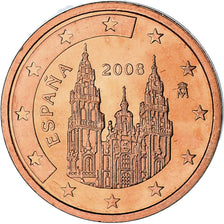 España, 2 Euro Cent, 2008, Madrid, SC, Cobre chapado en acero, KM:1041