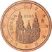 Espanha, 2 Euro Cent, 2008, Madrid, MS(63), Aço Cromado a Cobre, KM:1041