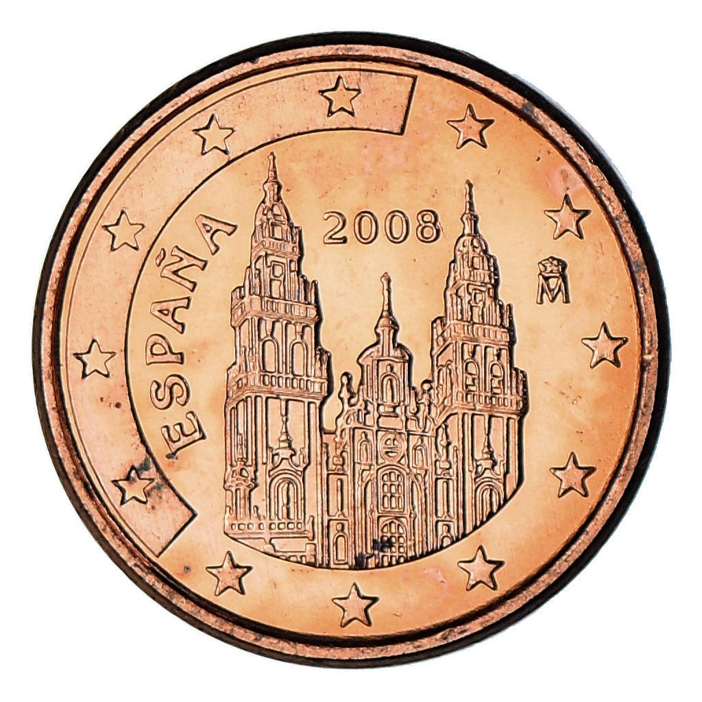 España, Euro Cent, 2008, Madrid, SC, Cobre chapado en acero, KM:1040