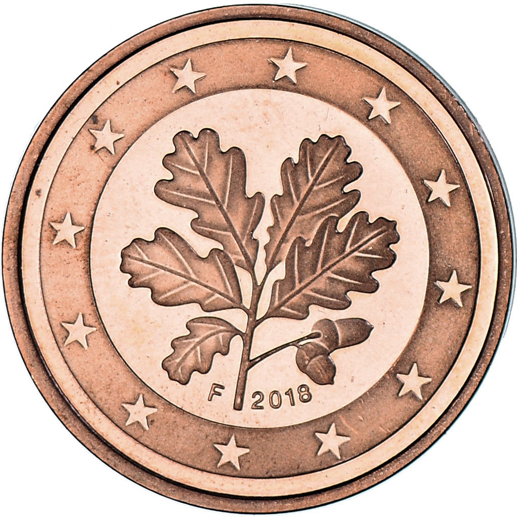 Germany, 2 Euro Cent, 2018, Stuttgart, BE, MS(65-70), Copper Plated Steel