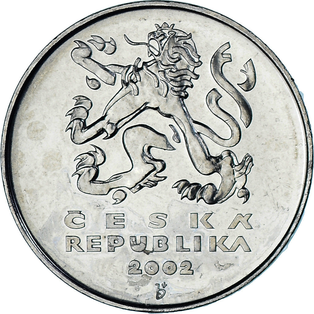 Moeda, República Checa, 5 Korun, 2002, EF(40-45), Acier plaqué nickel, KM:8