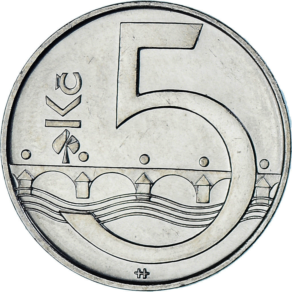 Moeda, República Checa, 5 Korun, 2002, EF(40-45), Acier plaqué nickel, KM:8