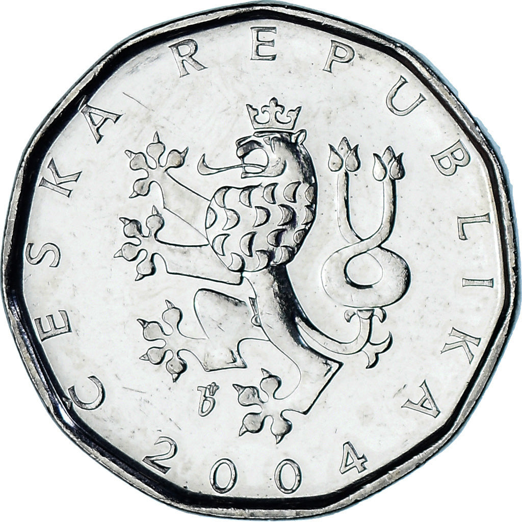 Münze, Tschechische Republik, 2 Koruny, 2004, UNZ, Nickel plated steel, KM:9