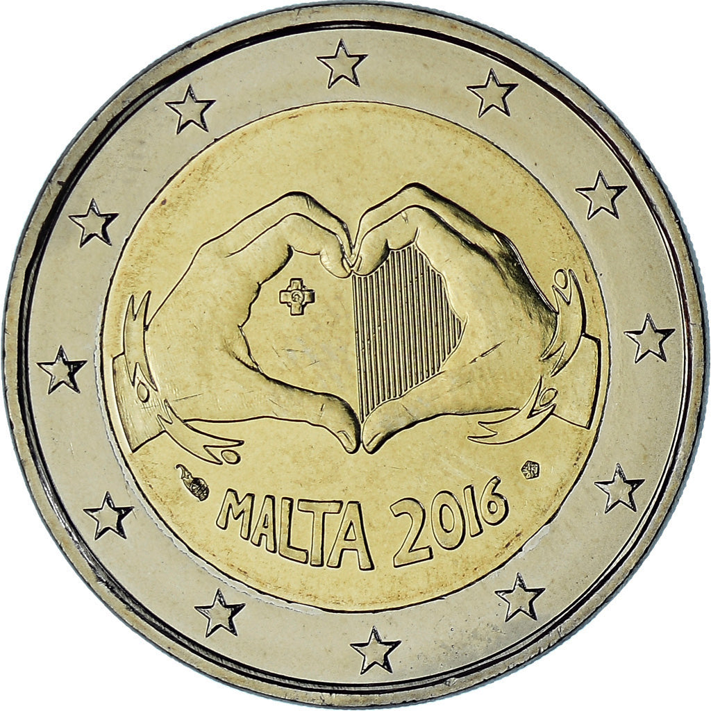 Malta, 2 Euro, solidarity through love, 2016, BU, MS(65-70), Bi-Metallic