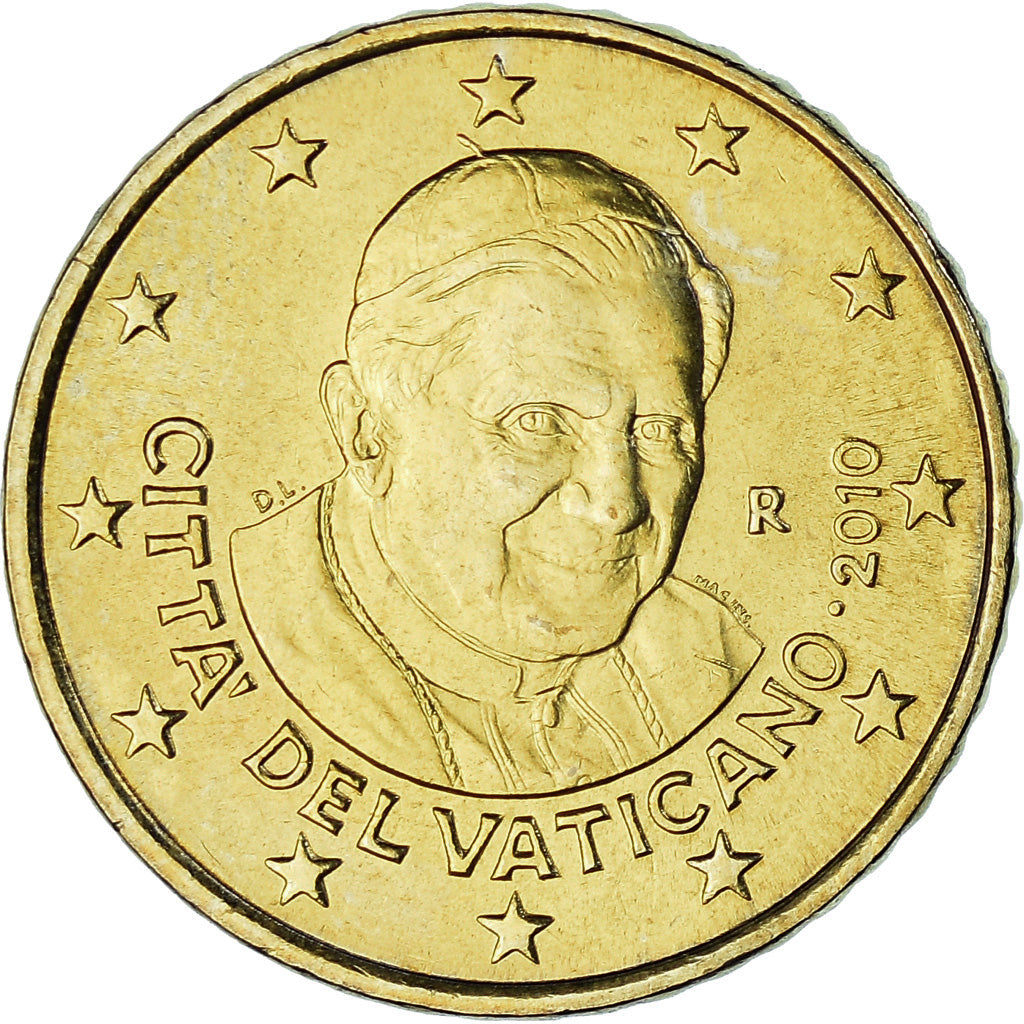 VATICAN CITY, 50 Euro Cent, 2010, Rome, MS(63), Brass, KM:387