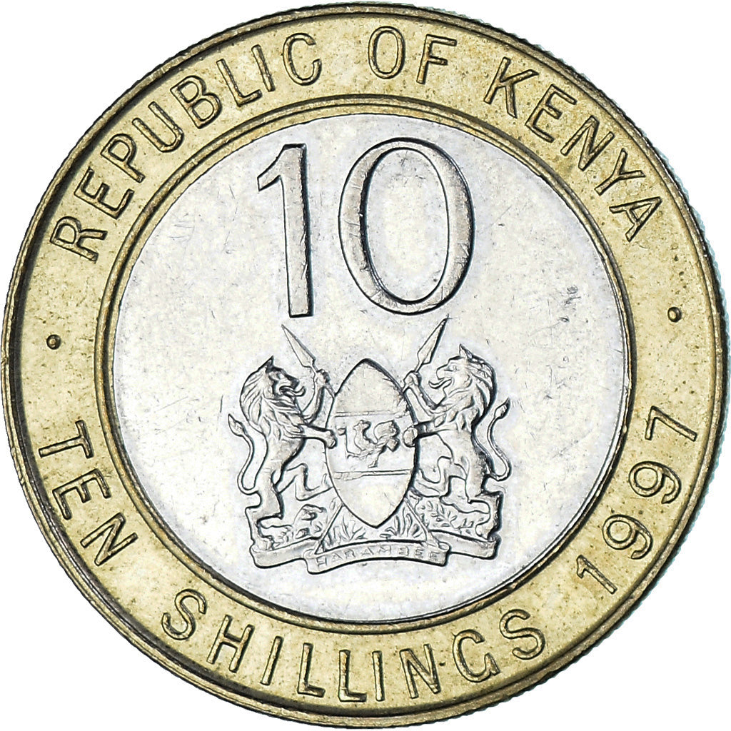 Munten, Kenia, 10 Shillings, 1997, British Royal Mint, PR, Bi-Metallic, KM:27