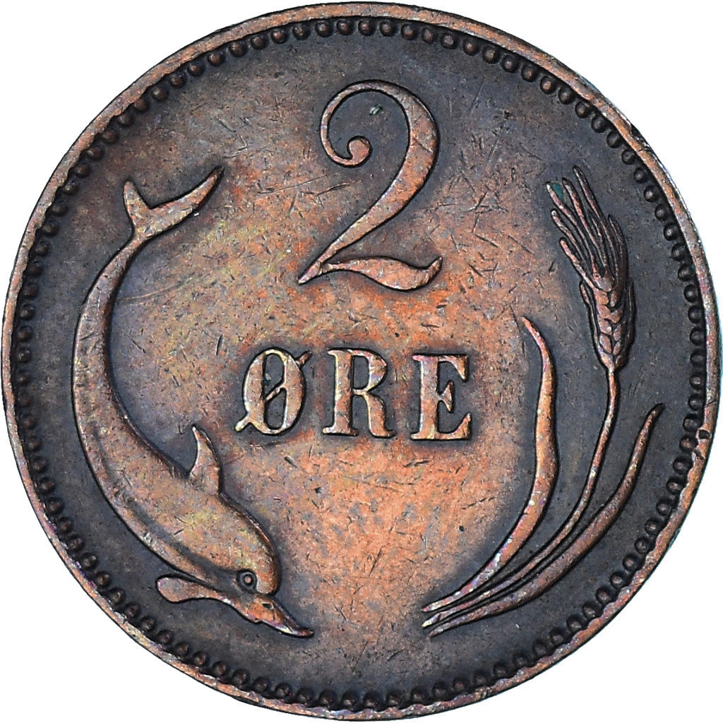 Coin, Denmark, Christian IX, 2 Öre, 1894, Copenhagen, EF(40-45), Bronze