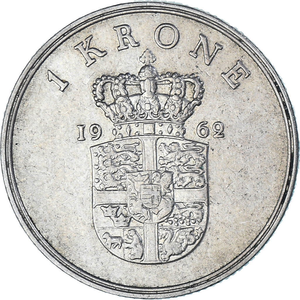 Coin, Denmark, Frederik IX, Krone, 1962, Copenhagen, EF(40-45), Copper-nickel