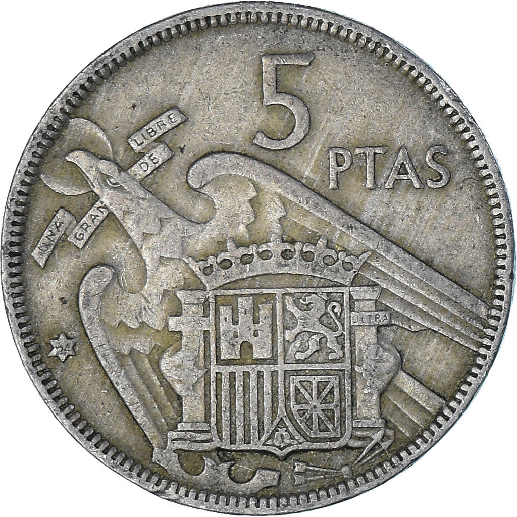 Munten, Spanje, Caudillo and regent, 5 Pesetas, 1964, FR+, Cupro-nikkel, KM:786