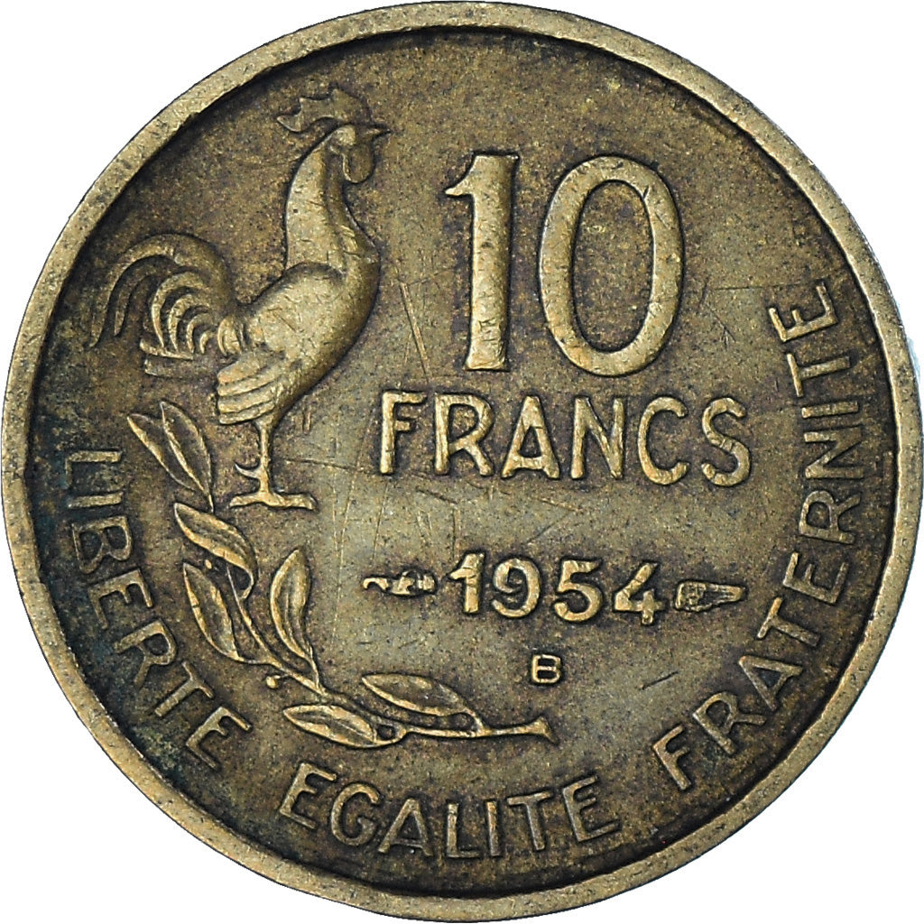 Munten, Frankrijk, Guiraud, 10 Francs, 1954, Beaumont - Le Roger, FR+