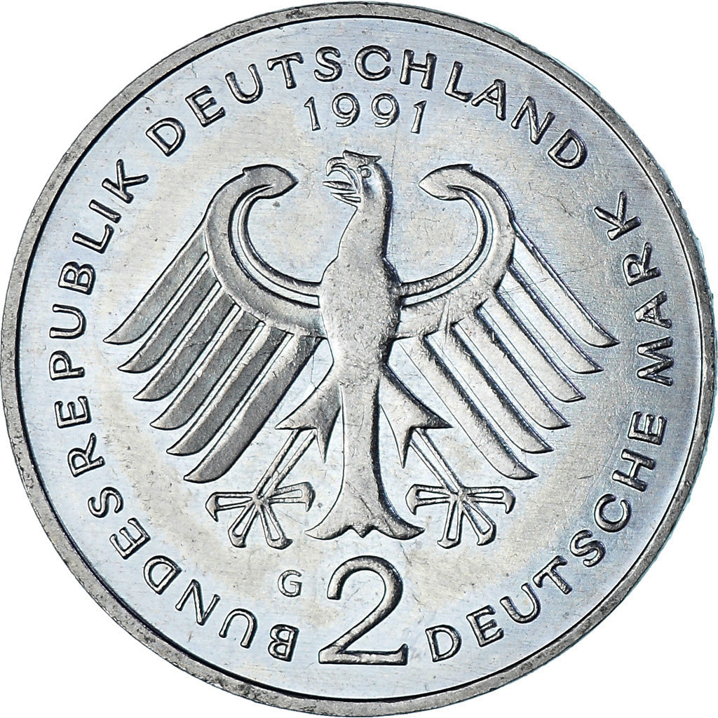 Moeda, ALEMANHA - REPÚBLICA FEDERAL, 2 Mark, 1991, Karlsruhe, EF(40-45)