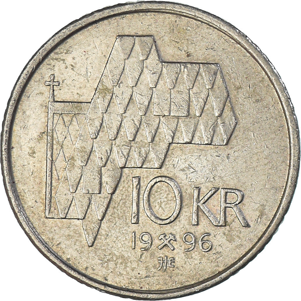 Münze, Norwegen, Harald V, 10 Kroner, 1996, S+, Nickel-brass, KM:457