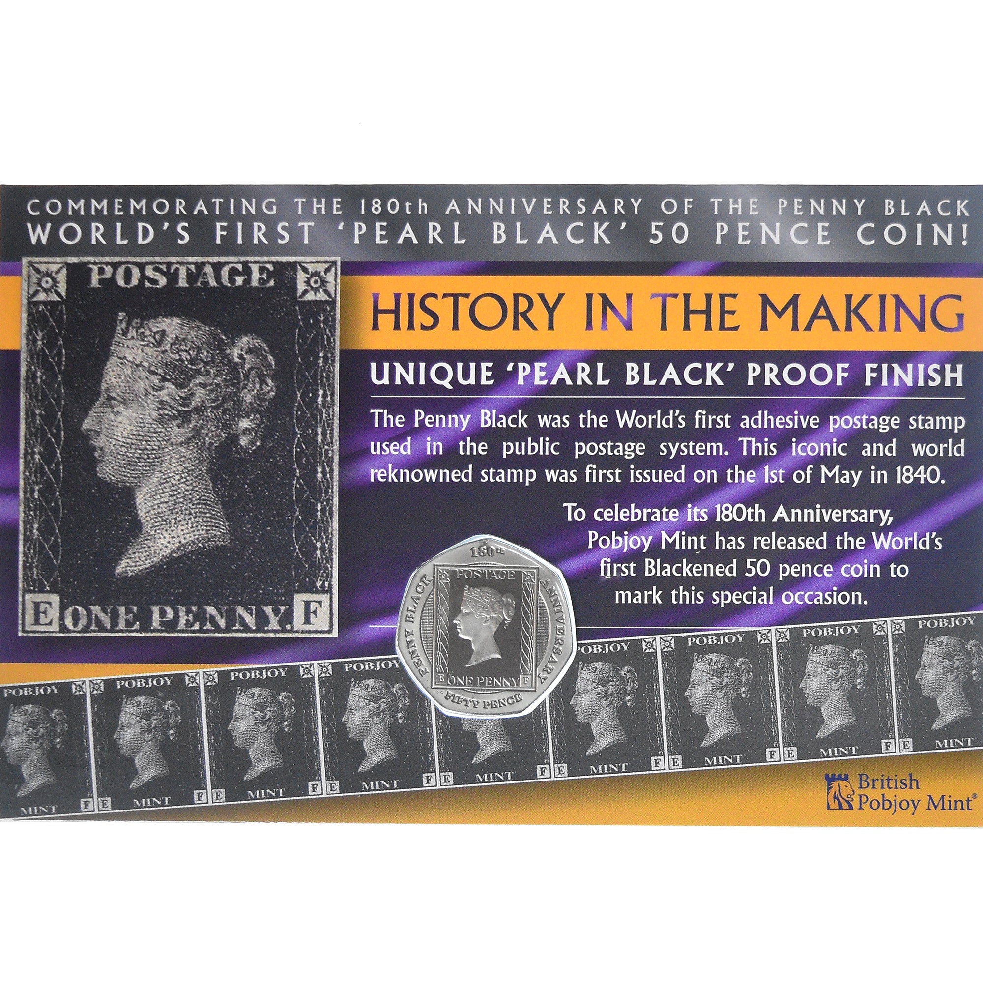 Coin, Gibraltar, 50 Pence, 2020, Pobjoy Mint, PEARL BLACK. BE, MS(65-70)