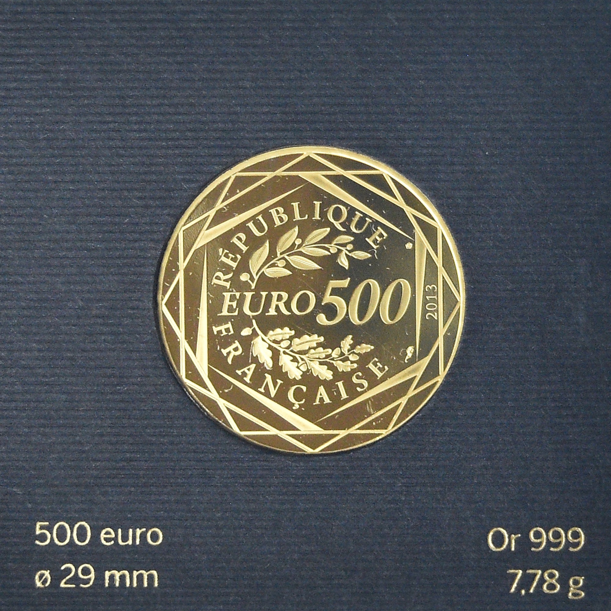 Francia, Monnaie de Paris, 500 Euro, 2013, Paris, La République .BE, FDC, Oro