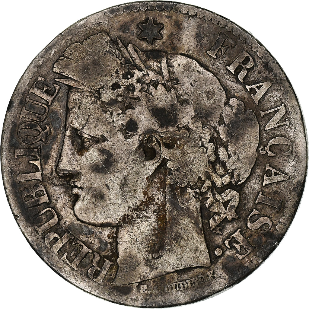 Munten, Frankrijk, Cérès, 2 Francs, 1871, Bordeaux, ZG+, Zilver, KM:817.2