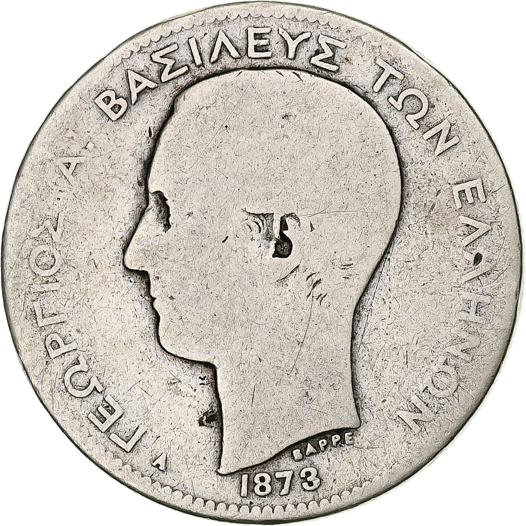 Monnaie, Grèce, George I, 2 Drachmai, 1873, Paris, B, Argent, KM:39