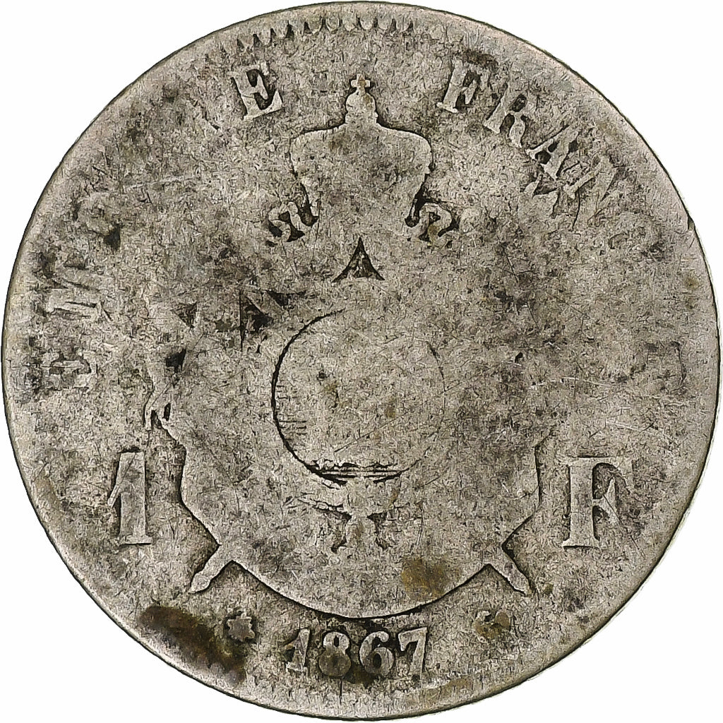 Monnaie, France, Napoléon III, Franc, 1867, Paris, B, Argent
