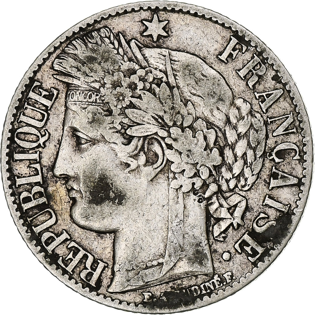 Moeda, França, Cérès, Franc, 1872, Paris, EF(40-45), Prata, KM:822.1