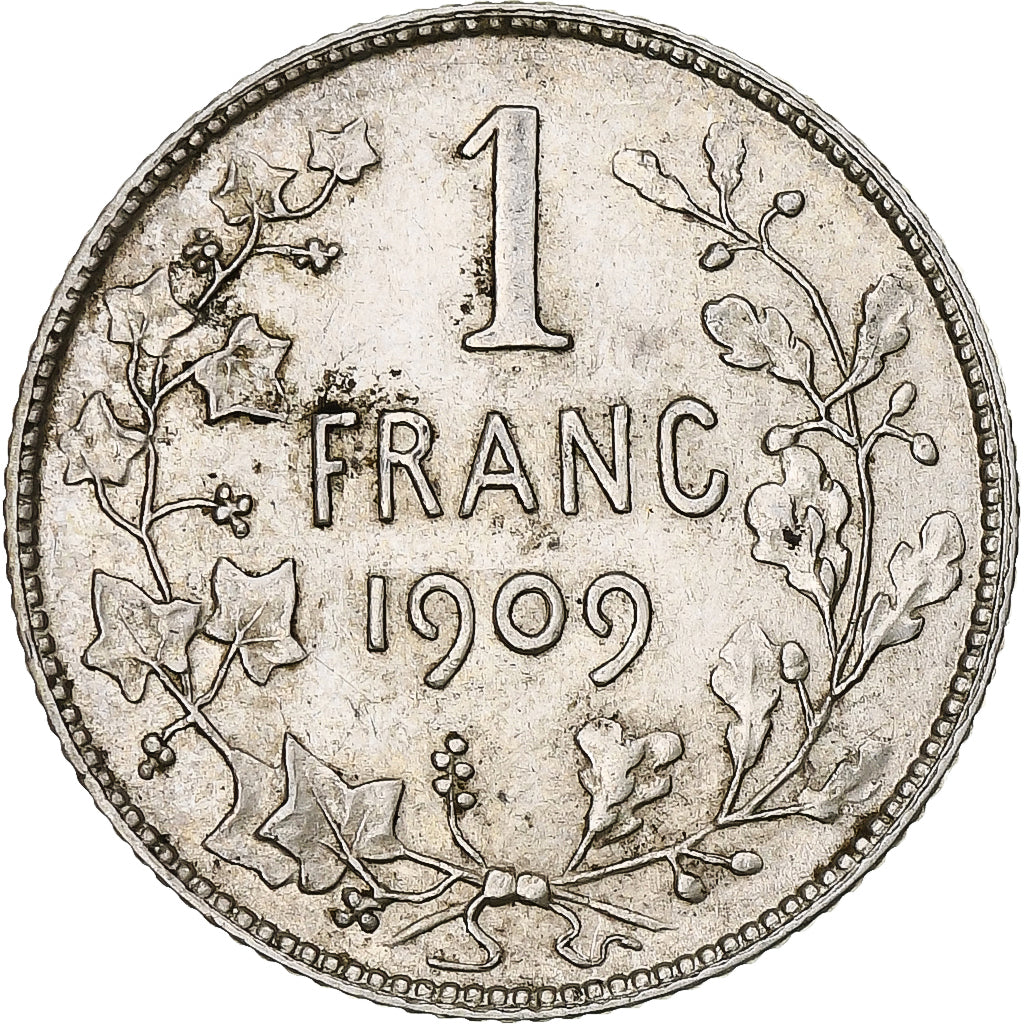 Moneda, Bélgica, Franc, 1909, MBC, Plata, KM:56.1