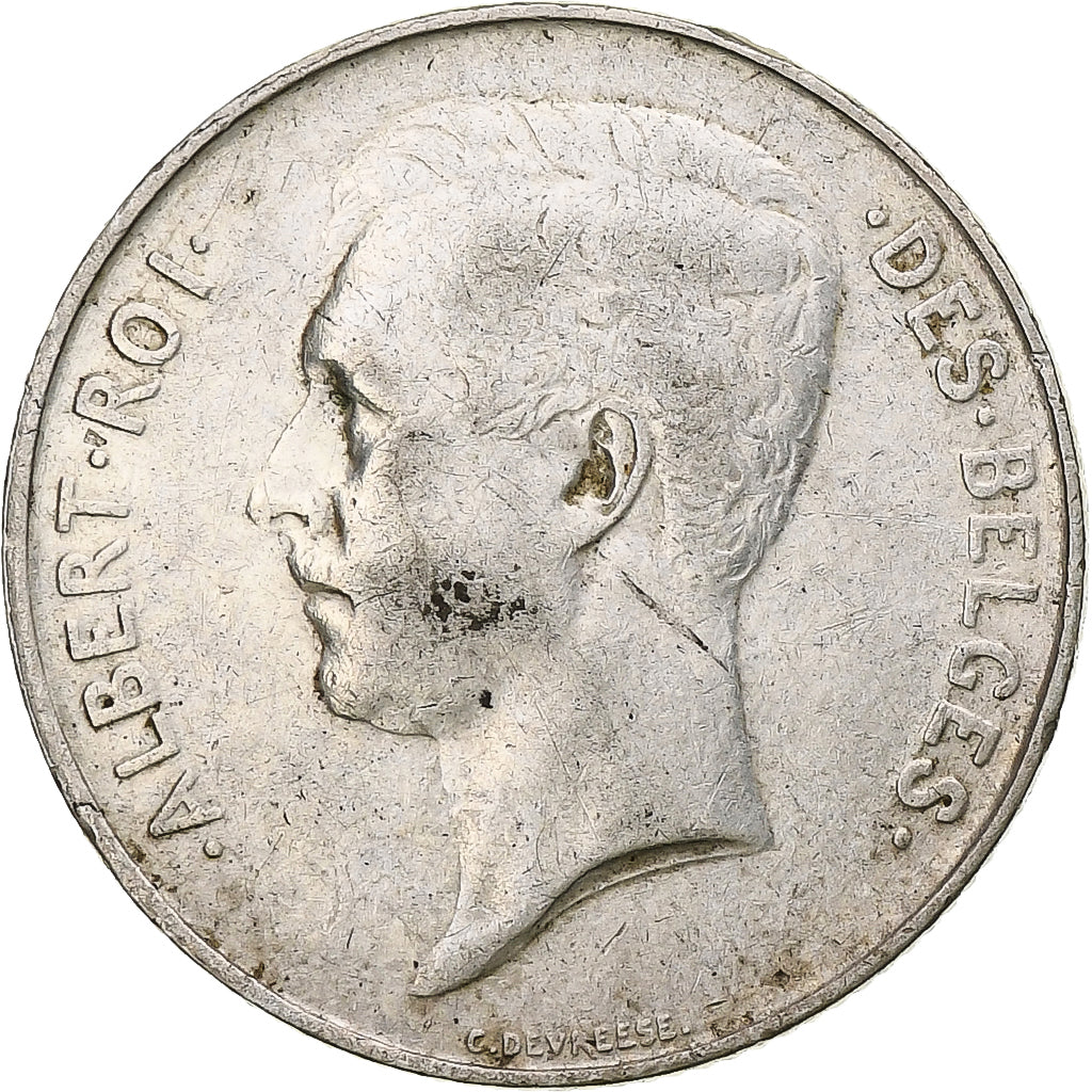 Munten, België, Albert I, Franc, 1914, FR+, Zilver, KM:72