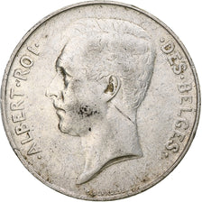 Munten, België, Albert I, Franc, 1914, FR+, Zilver, KM:72
