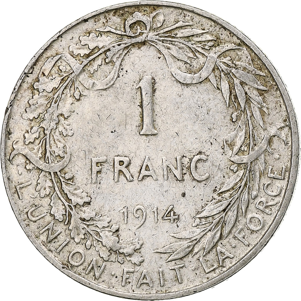 Munten, België, Albert I, Franc, 1914, FR+, Zilver, KM:72