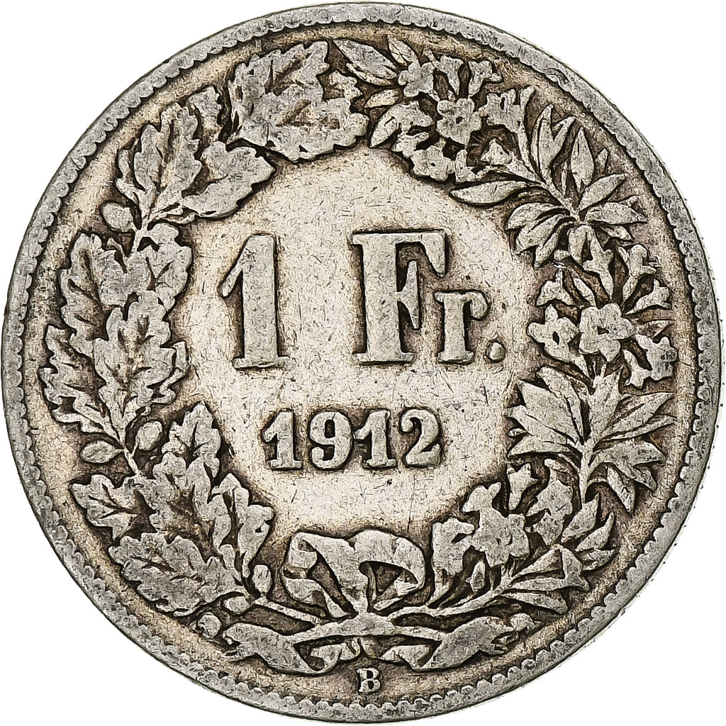 Moneda, Suiza, Franc, 1912, Bern, BC+, Plata, KM:24
