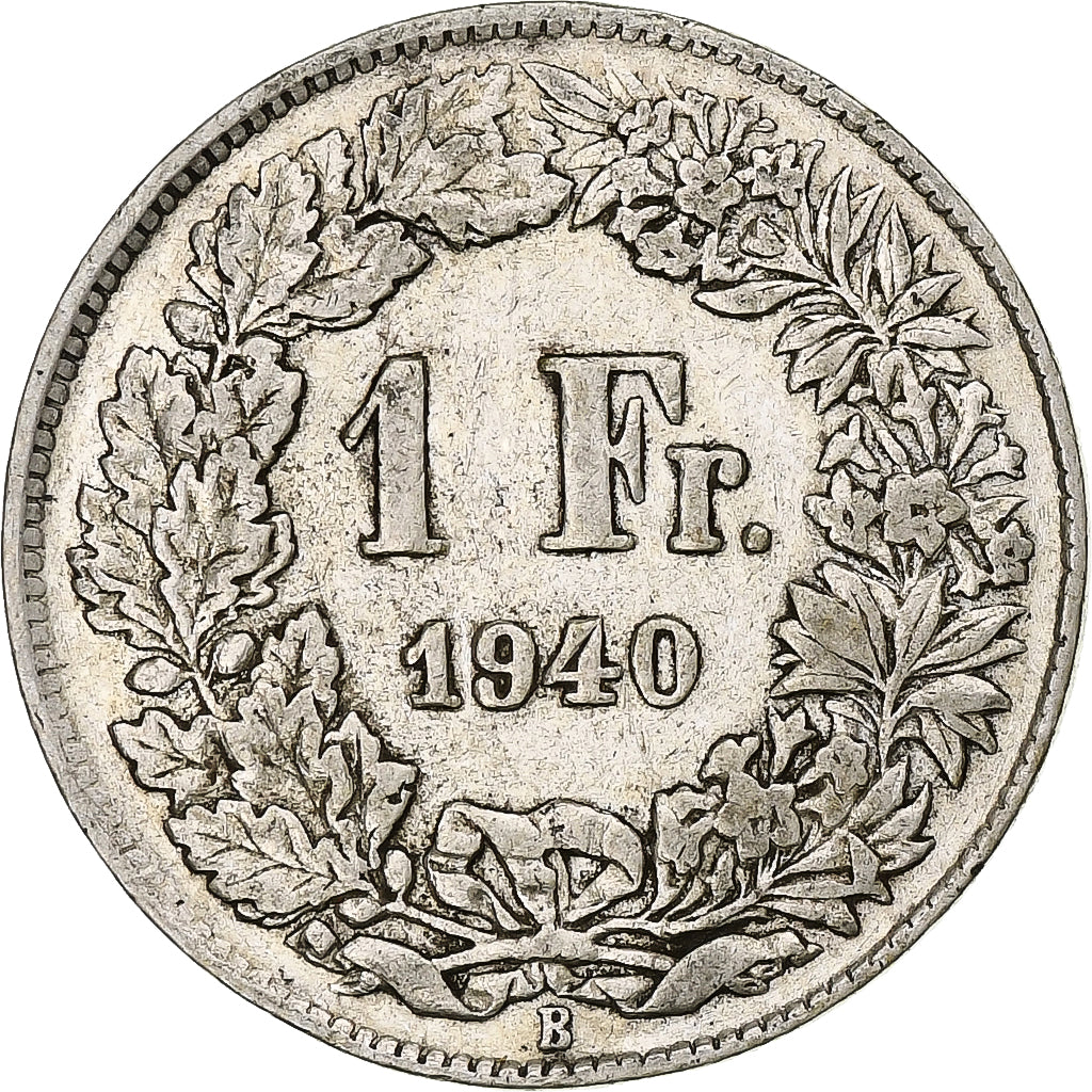Münze, Schweiz, Franc, 1940, Bern, S+, Silber, KM:24