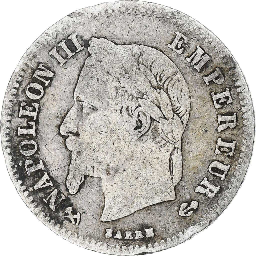 Moeda, França, Napoleon III, 20 Centimes, 1866, Bordeaux, VF(20-25), Prata