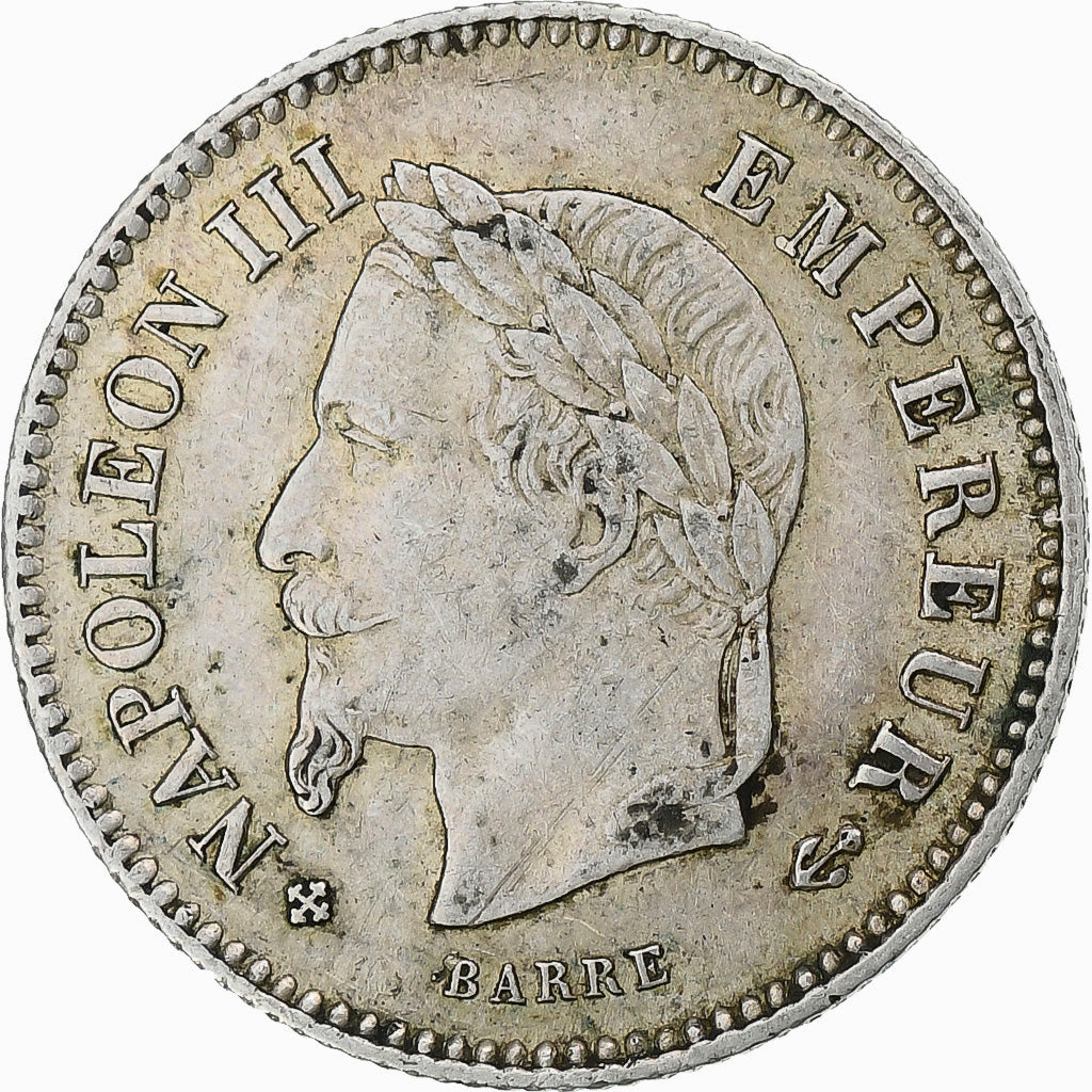 Moneta, Francia, Napoleon III, 20 Centimes, 1867, Strasbourg, BB, Argento