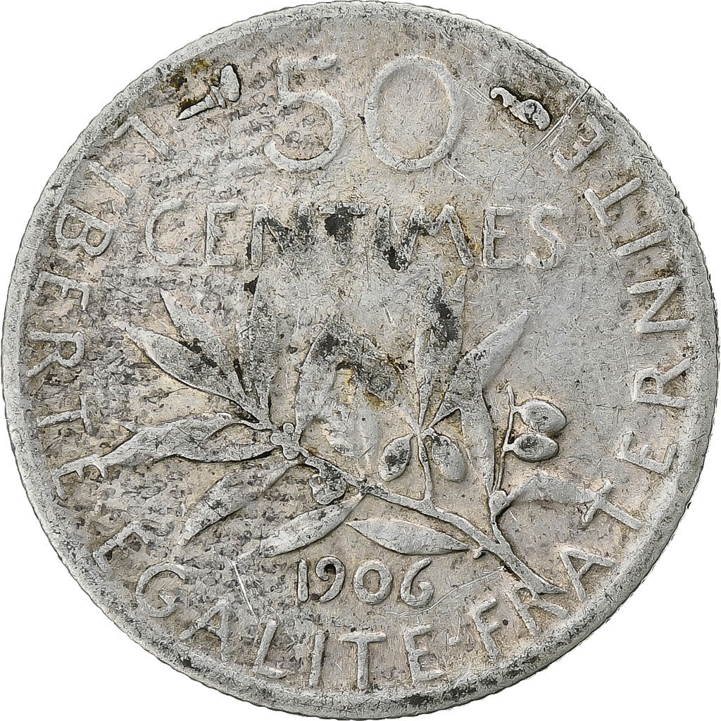 Coin, France, Semeuse, 50 Centimes, 1906, Paris, VF(30-35), Silver, KM:854