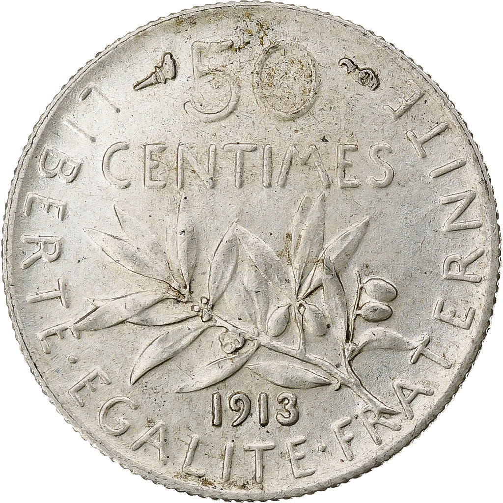 Moneda, Francia, Semeuse, 50 Centimes, 1913, Paris, EBC, Plata, KM:854
