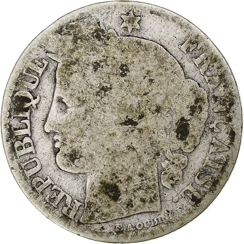 Moeda, França, Cérès, 50 Centimes, 1871, Bordeaux, VG(8-10), Prata, KM:834.2