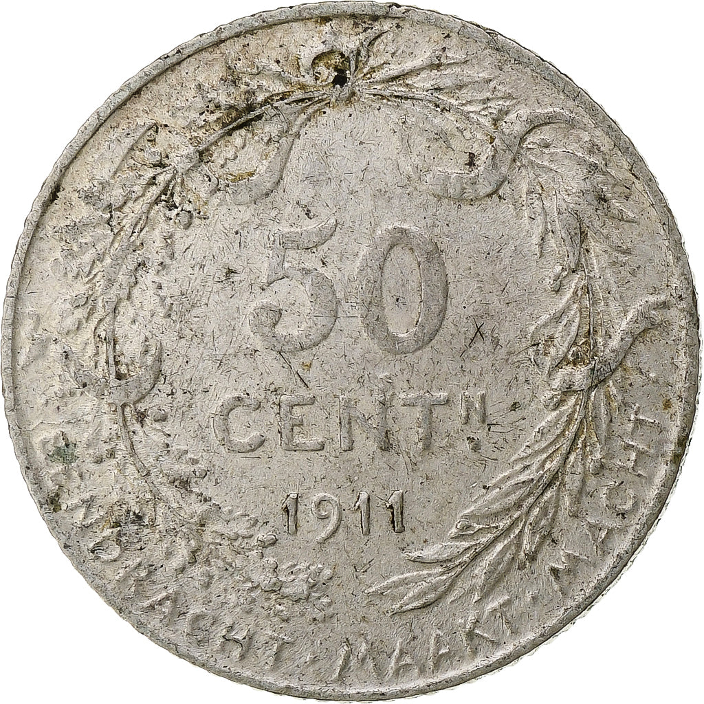 Coin, Belgium, 50 Centimes, 1911, EF(40-45), Silver, KM:71